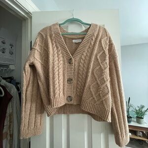 Lucky Brand Tan Cable Knit Cardigan